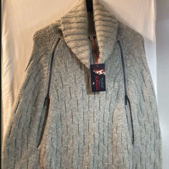 The Limited Scandal Collection Beige\Grey  Turtleneck Poncho Sweater XS/S - Picture 2 of 7